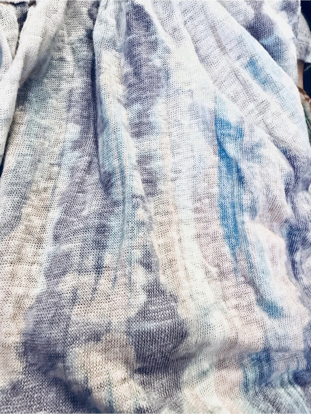 Cynthia Rowley 100% linen Pastel Tie-Dye V-Neck Drawstring Coverup Dress